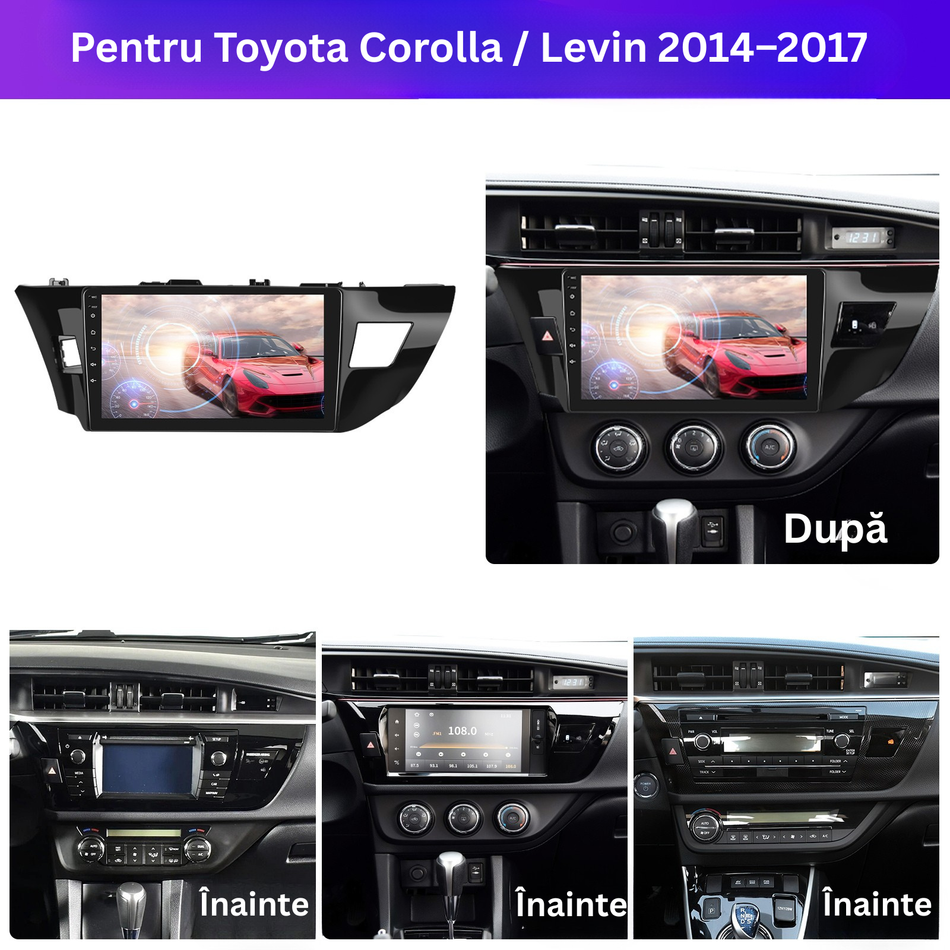Navigatie Toyota Corolla XI Sedan (E170/E180) 2014–2017  dedicata,MaxTech® PRO SERIES,8 GB Ram 128 GB Rom, OctaCore,Carplay si Android auto,Ecran 10” HD Touch, Sim 4G, ADI/HI-Res, GPS, Wifi, Bluetooth,Waze