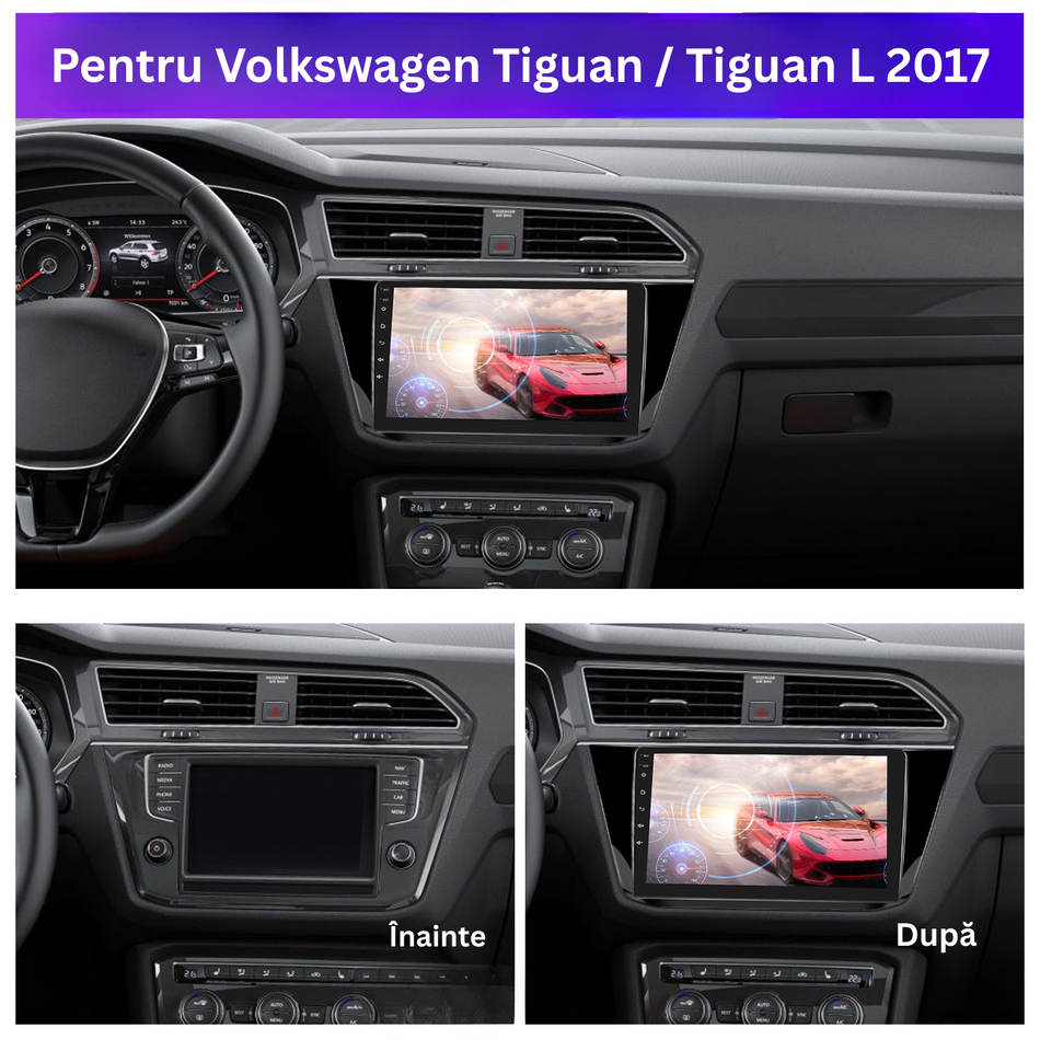 Navigatie Tiguan Allspace 2017–2020 pre-facelift.  dedicata,MaxTech® PRO SERIES,8 GB Ram 128 GB Rom, OctaCore,Carplay si Android auto,Ecran 10” HD Touch, Sim 4G, ADI/HI-Res, GPS, Wifi, Bluetooth,Waze
