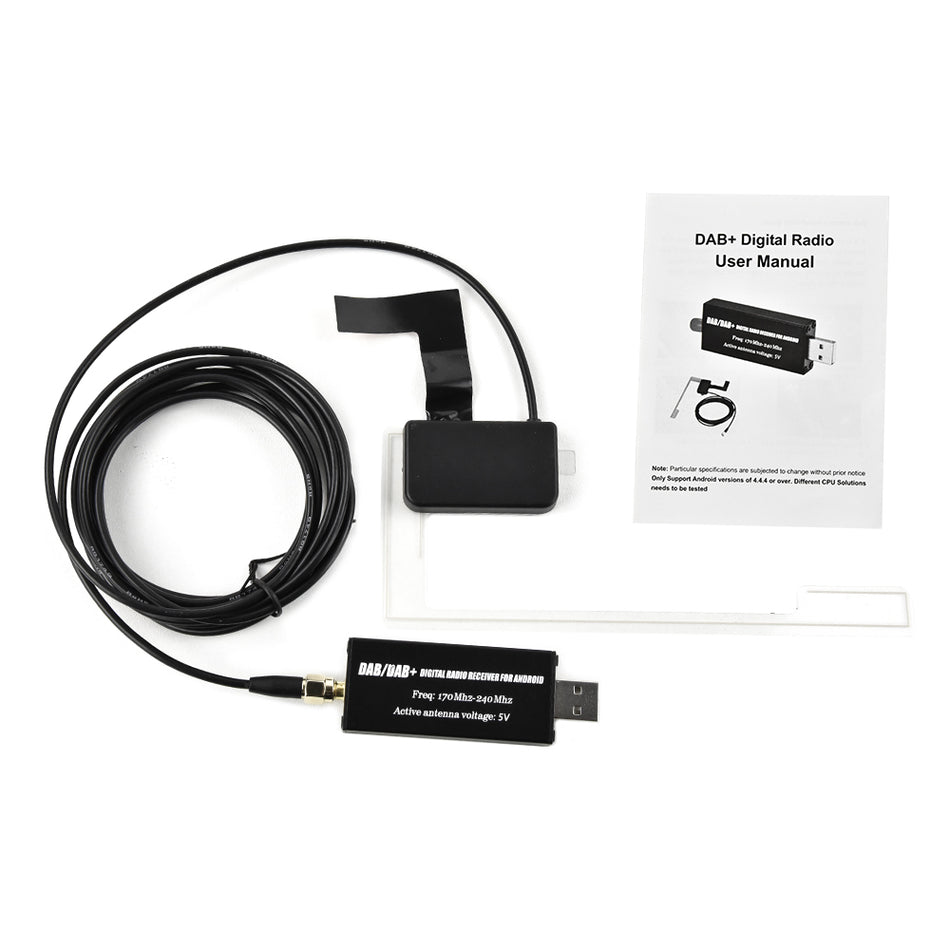 Adaptor DAB/DAB+ USB pentru Navigatie Android, Radio Digital Auto, Antena Activa Film, 170-240MHz, 5V, Plug & Play