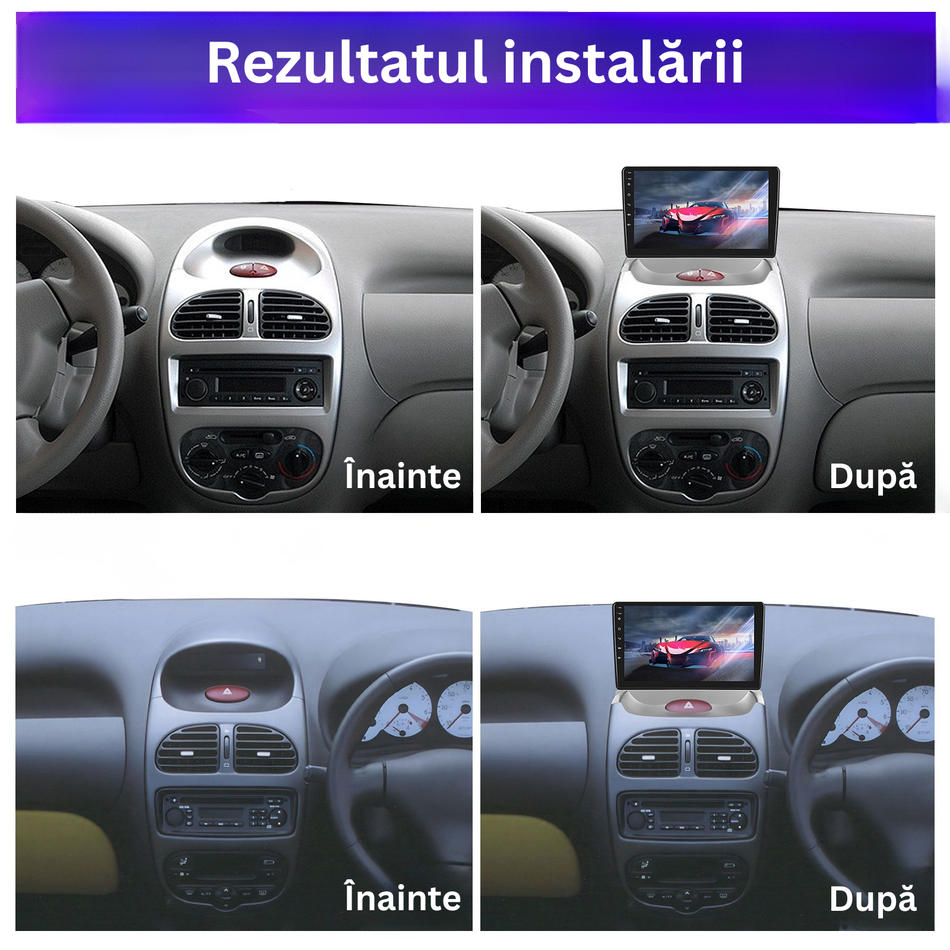 Navigatie Peugeot 206 (2004-2008) facelift  dedicata, MaxTech® PRO SERIES, 8 GB Ram 128 GB Rom, OctaCore, Carplay si Android auto, Ecran 9” HD Touch, Sim 4G, ADI/HI-Res, GPS, Wifi, Bluetooth, Radio, USB, EQ, DSP, Waze