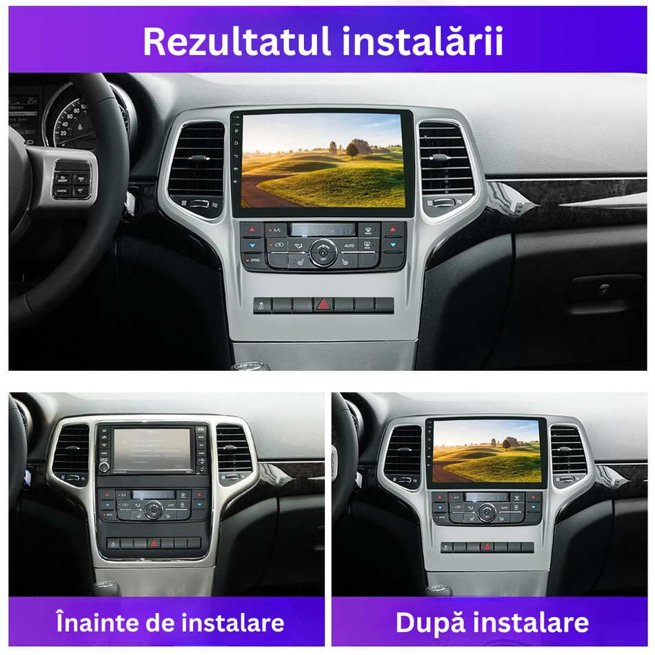 Navigatie Jeep Grand Cherokee IV WK2 2011–2013 pre-facelift  dedicata, MaxTech® PRO SERIES, 2 GB Ram 64 GB Rom, Carplay si Android auto, Ecran 9” HD Touch, GPS, Wifi, Bluetooth, Radio, USB, EQ, DSP, Waze