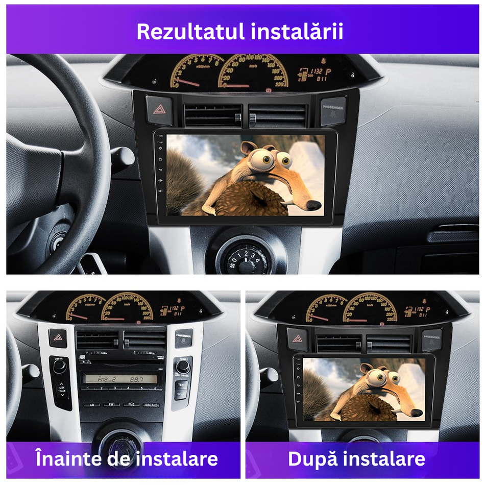 Navigatie Toyota Yaris II XP90 (2008–2011) dedicata, MaxTech® PRO SERIES, 2 GB Ram 64 GB Rom, Carplay si Android auto, Ecran 9” HD Touch, GPS, Wifi, Bluetooth, Radio, USB, EQ, DSP, Waze