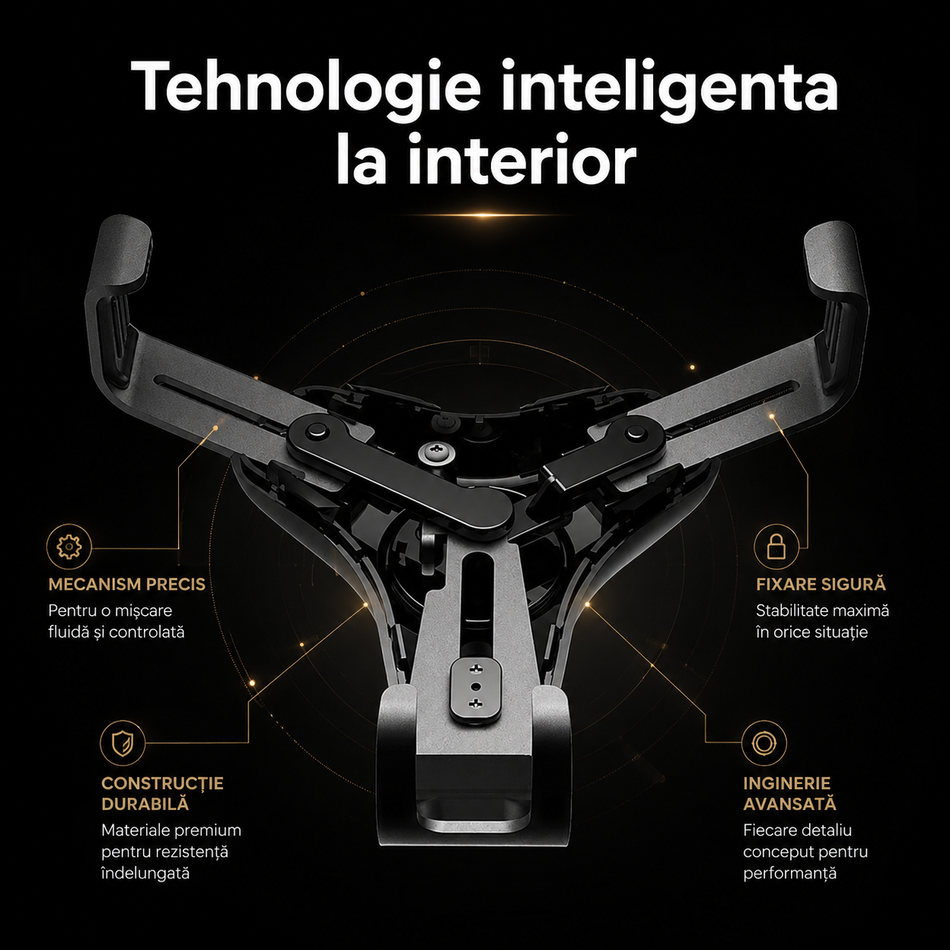 Suport Telefon Auto Universal pentru Grila Ventilatie, Prindere Gravitationala, 4.7-6.5 inch, Argintiu/Negru