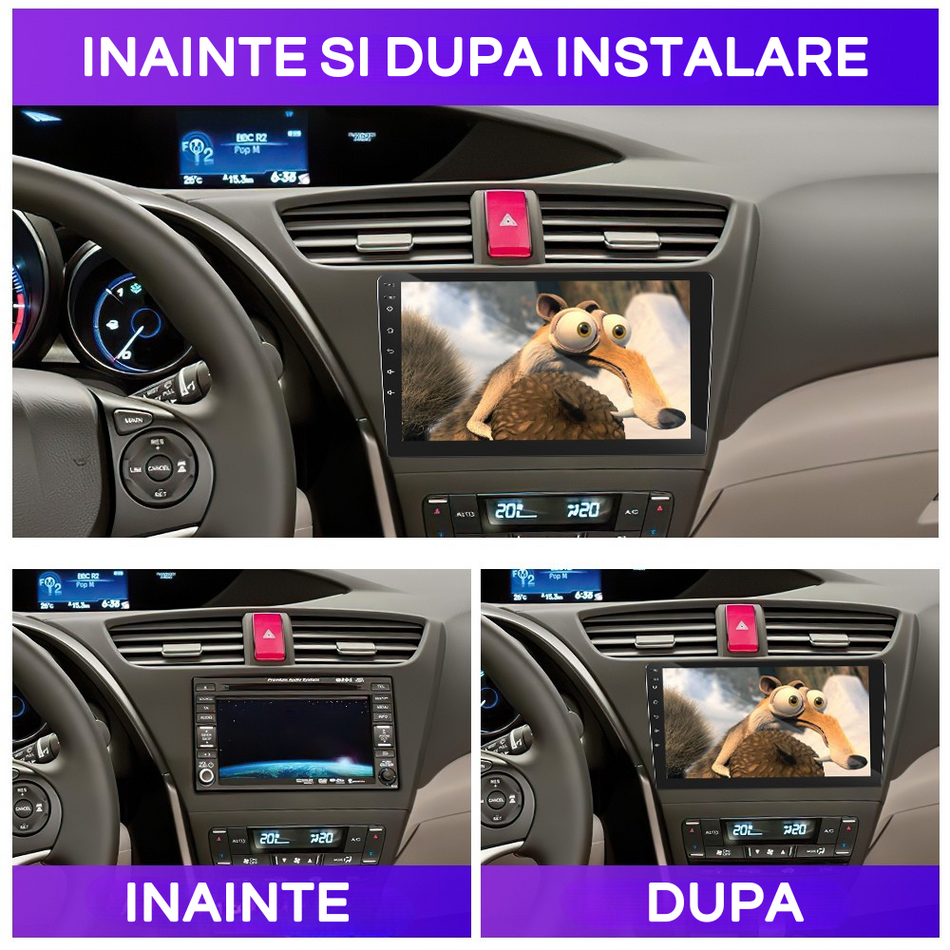 Navigatie Honda Civic 9 Hatchback (2012-2016) dedicata, MaxTech® PRO SERIES, 2 GB Ram 64 GB Rom, Carplay si Android auto, Ecran 9” HD Touch, GPS, Wifi, Bluetooth, Radio, USB, EQ, DSP, Waze