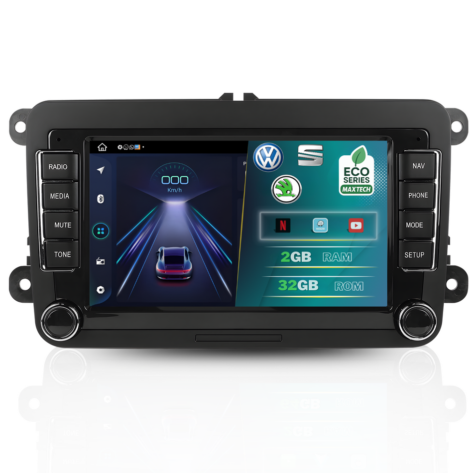 Navigatie Volkswagen, Skoda, SEAT Android, MaxTech® ECO SERIES, 2GB RAM, 32GB, ecran 7 inch HD Touch, Golf, Passat, Jetta, Octavia, Leon, GPS, WiFi, Bluetooth, Waze