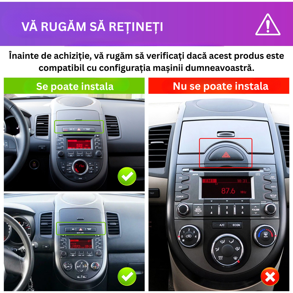 Navigatie Kia Soul I (AM FL) 2012-2013 dedicata, MaxTech® PRO SERIES, 6 GB Ram 128 GB Rom, Carplay si Android auto, Ecran 9” HD Touch, GPS, Wifi, Bluetooth, Radio, USB, EQ, DSP, Waze