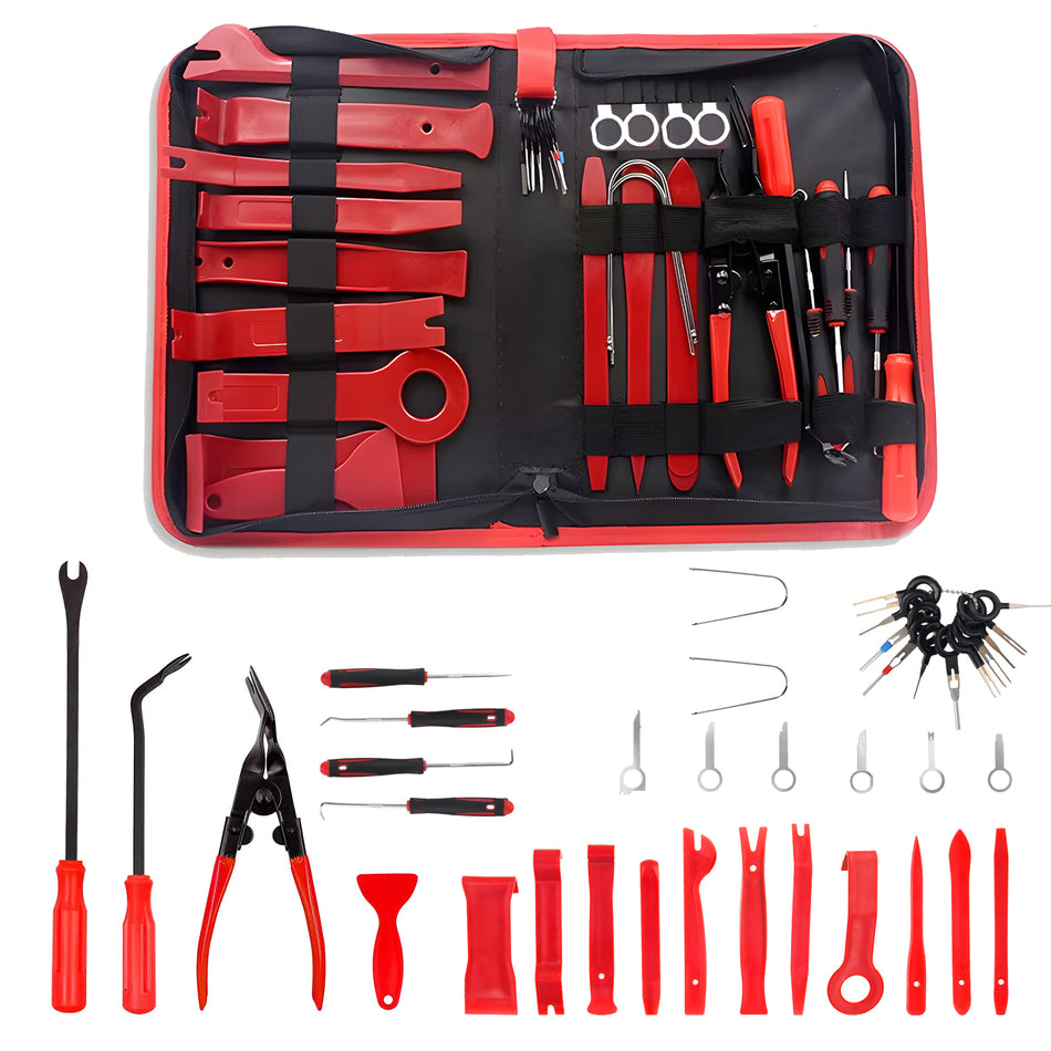 Set scule demontare ornamente/plastice auto MaxTech®, clipsuri si pini, trusa 38 piese