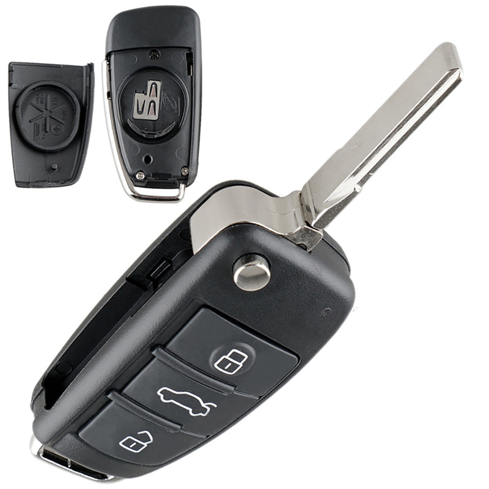 Carcasa cheie briceag Audi 3 butoane, lama HU66, A3 8P, A4 B7, A6 C6, Q7 4L, TT 8J, A1 8X, Q3 8U