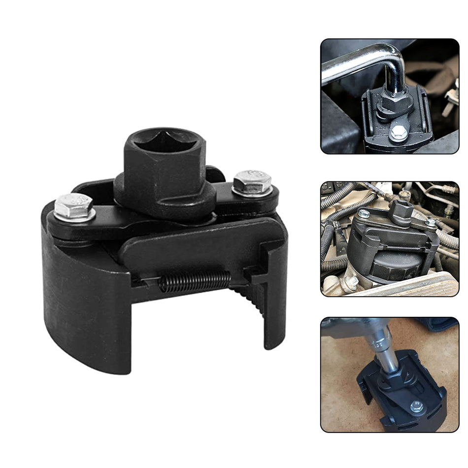 Cheie reglabila pentru filtru ulei 60-80mm, MaxTech, prindere 1/2 inch si cheie 22mm, extractor filtru ulei auto, zimti antialunecare, metal negru