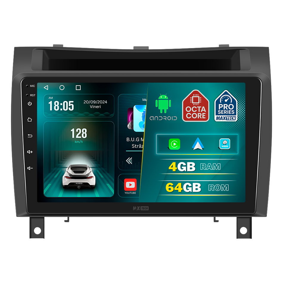 Navigatie Mercedes Benz SLK (2008–2011) dedicata, MaxTech® PRO SERIES, 4 GB Ram 64 GB Rom, Carplay si Android auto, Ecran 9 ” HD Touch, GPS, Wifi, Bluetooth, Radio, USB, EQ, DSP, Waze (Copie)