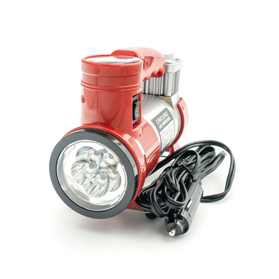Compresor auto 12V Carguard, 30 L/min, 150 PSI, 10 Bar, carcasa metalica, manometru analog, lanterna LED, alimentare bricheta auto