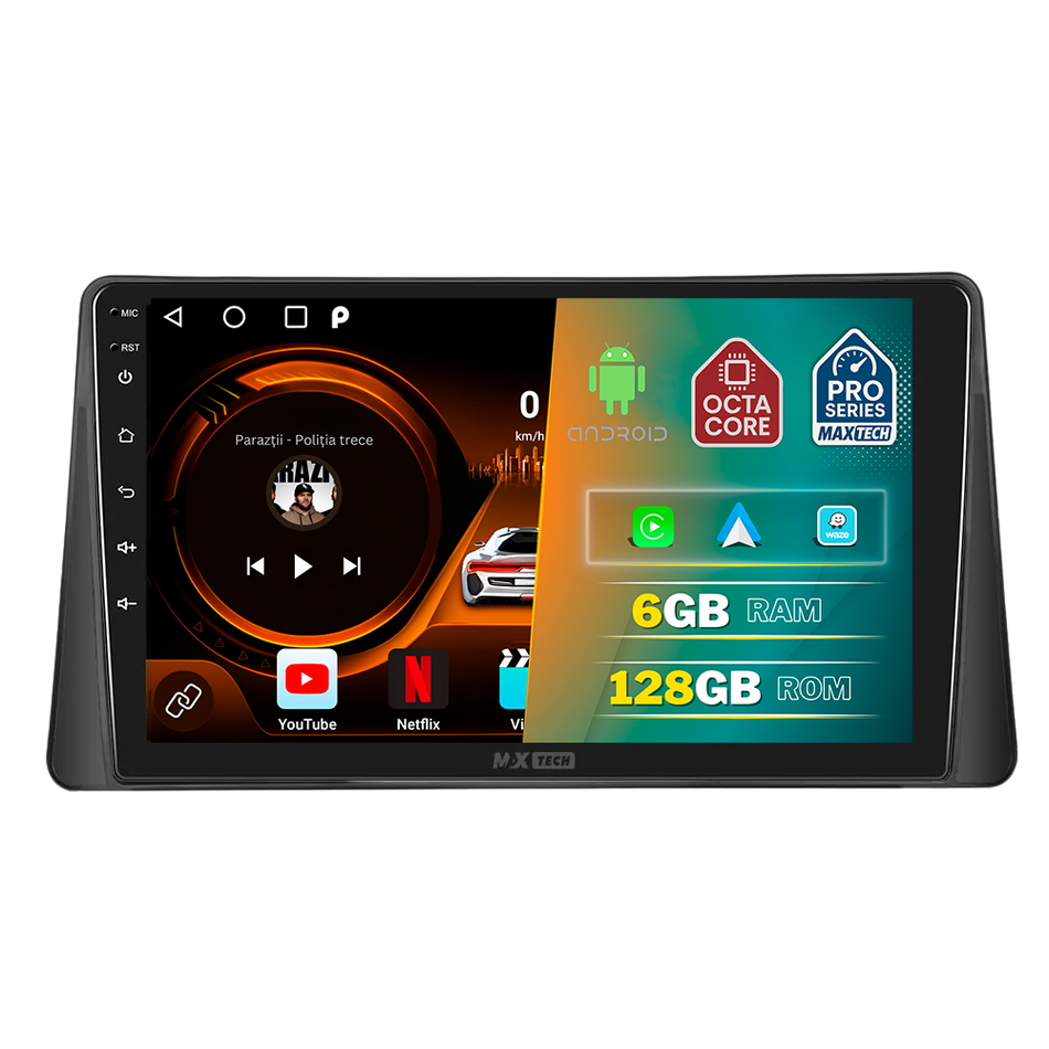 Navigatie Renault Megane II (2002-2009) dedicata, MaxTech® PRO SERIES, 6 GB Ram 128 GB Rom, Carplay si Android auto, Ecran 9” HD Touch, GPS, Wifi, Bluetooth, Radio, USB, EQ, DSP, Waze