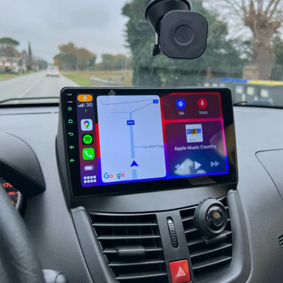 Navigatie Peugeot 207 (2009-2013) facelift dedicata, MaxTech® PRO SERIES, 2 GB Ram 64 GB Rom, Carplay si Android auto, Ecran 9” HD Touch, GPS, Wifi, Bluetooth, Radio, USB, EQ, DSP, Waze