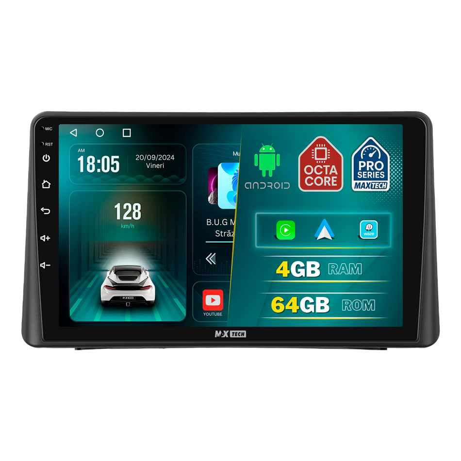 Navigatie Kia Soul I (AM FL) 2012-2013 dedicata, MaxTech® PRO SERIES, 4 GB Ram 64 GB Rom, Carplay si Android auto, Ecran 9 ” HD Touch, GPS, Wifi, Bluetooth, Radio, USB, EQ, DSP, Waze