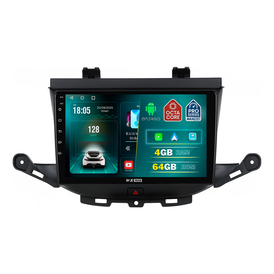 Navigatie Opel Astra K Hatchback (2015-2019) dedicata, MaxTech® PRO SERIES, 4 GB Ram 64 GB Rom, Carplay si Android auto, Ecran 9 ” HD Touch, GPS, Wifi, Bluetooth, Radio, USB, EQ, DSP, Waze