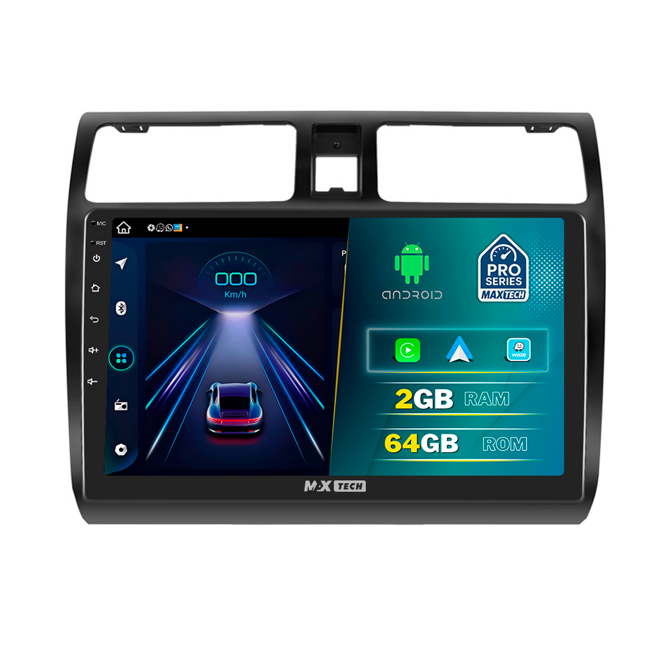 Navigatie Suzuki Swift MZ/EZ (2005–2010) dedicata, MaxTech® PRO SERIES, 2 GB Ram 64 GB Rom, Carplay si Android auto, Ecran 10” HD Touch, GPS, Wifi, Bluetooth, Radio, USB, EQ, DSP, Waze