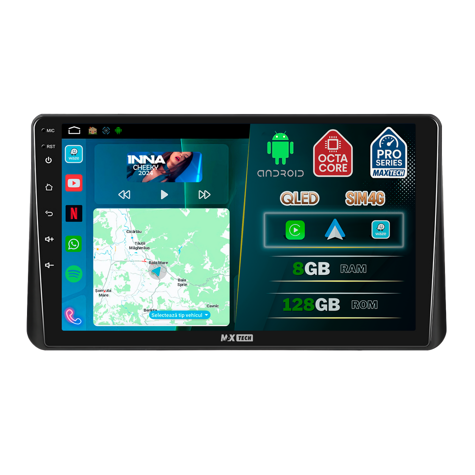 Navigatie Mazda2 DJ (2014-2019) / Mazda CX-3 DK (2015-2019) dedicata, MaxTech® PRO SERIES, 8 GB Ram 128 GB Rom, OctaCore, Carplay si Android auto, Ecran 9” HD Touch, Sim 4G, ADI/HI-Res, GPS, Wifi, Bluetooth, Radio, USB, EQ, DSP, Waze