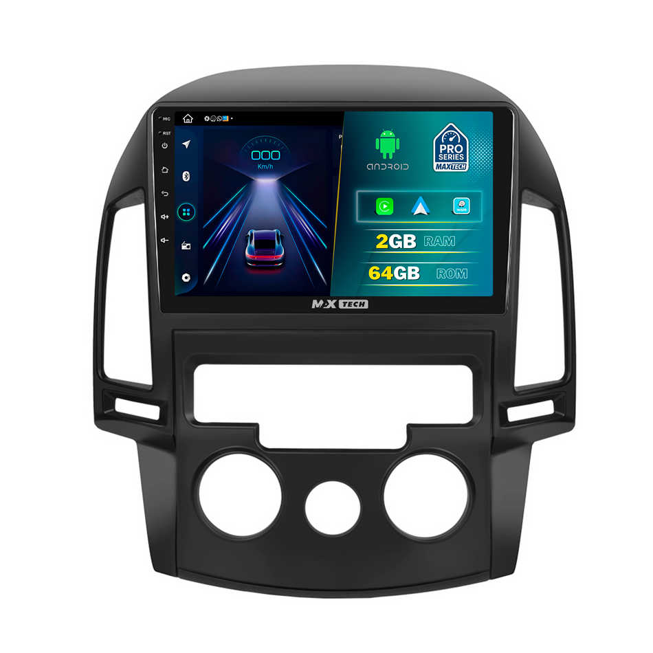 Navigatie Hyundai i30 I FD/FDe (2007–2012) climatizare manuală dedicata, MaxTech® PRO SERIES, 2 GB Ram 64 GB Rom, Carplay si Android auto, Ecran 9” HD Touch, GPS, Wifi, Bluetooth, Radio, USB, EQ, DSP, Waze