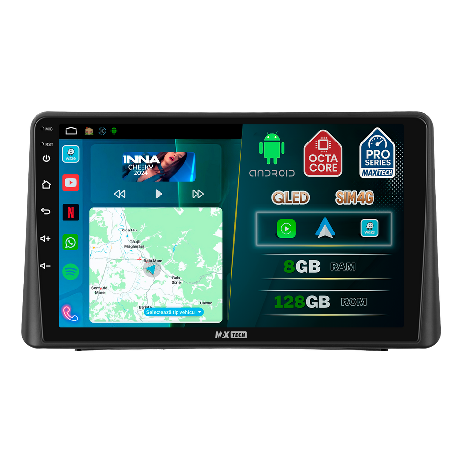 Navigatie Kia Soul I (AM FL) (2012-2013) dedicata, MaxTech® PRO SERIES, 8 GB Ram 128 GB Rom, OctaCore, Carplay si Android auto, Ecran 9” HD Touch, Sim 4G, ADI/HI-Res, GPS, Wifi, Bluetooth, Radio, USB, EQ, DSP, Waze