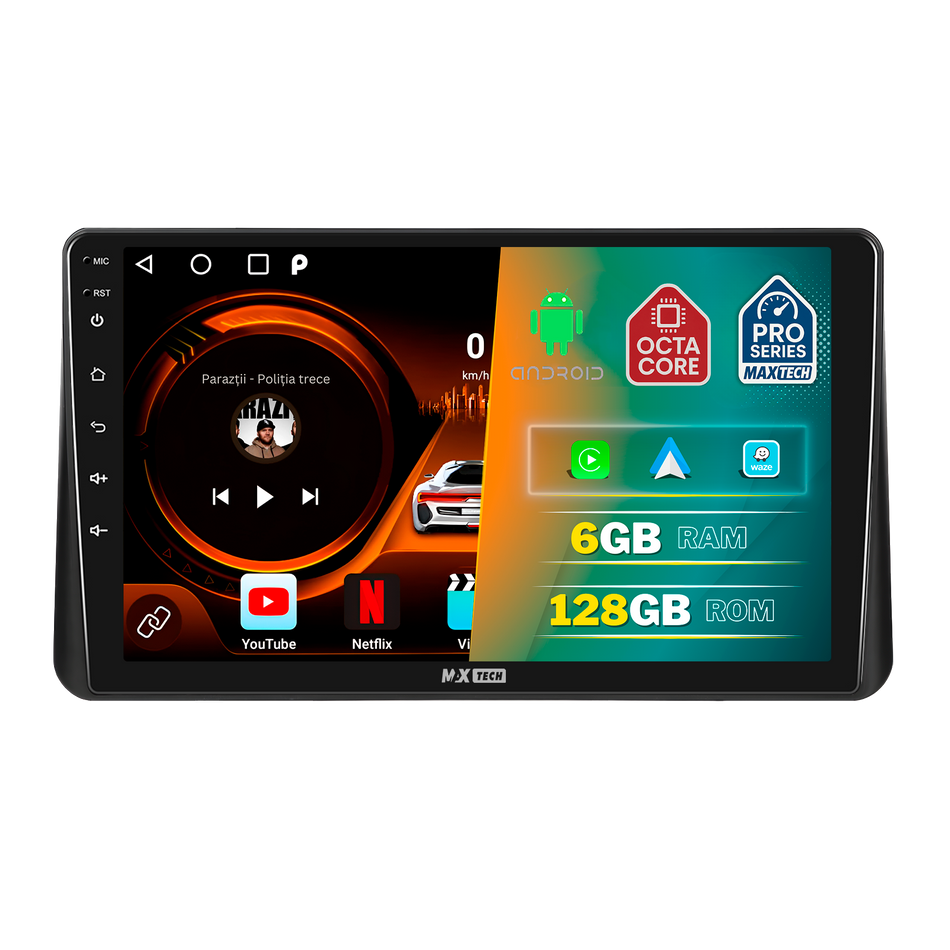 Navigatie Mazda2 DJ (2014-2019) / Mazda CX-3 DK (2015-2019) dedicata, MaxTech® PRO SERIES, 6 GB Ram 128 GB Rom, Carplay si Android auto, Ecran 9” HD Touch, GPS, Wifi, Bluetooth, Radio, USB, EQ, DSP, Waze
