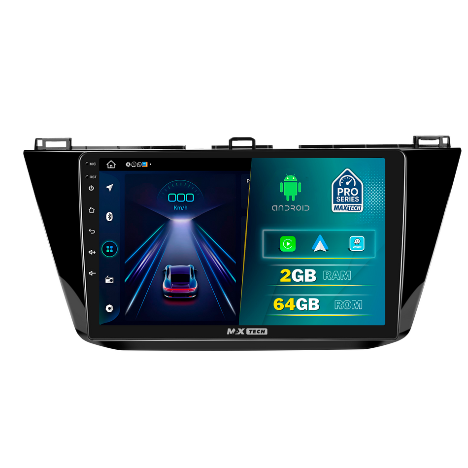 Navigatie Tiguan Allspace 2017–2020 pre-facelift. dedicata , MaxTech® PRO SERIES, 2 GB Ram 64 GB Rom, Carplay si Android auto, Ecran 10” HD Touch, GPS, Wifi, Bluetooth, Radio, USB, EQ, DSP, Waze