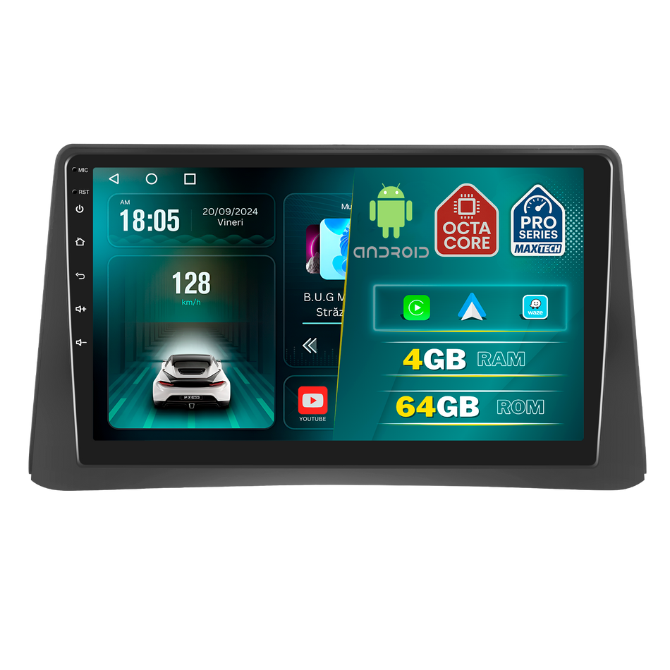 Navigatie Opel Mokka 2012–2016 cu canbus dedicata, MaxTech® PRO SERIES, 4 GB Ram 64 GB Rom, Carplay si Android auto, Ecran 9 ” HD Touch, GPS, Wifi, Bluetooth, Radio, USB, EQ, DSP, Waze
