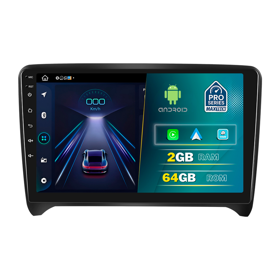 Navigatie  Audi TT 8J ( 2008–2014 ) dedicata, MaxTech® PRO SERIES, 2 GB Ram 64 GB Rom, Carplay si Android auto, Ecran 9” HD Touch, GPS, Wifi, Bluetooth, Radio, USB, EQ, DSP, Waze