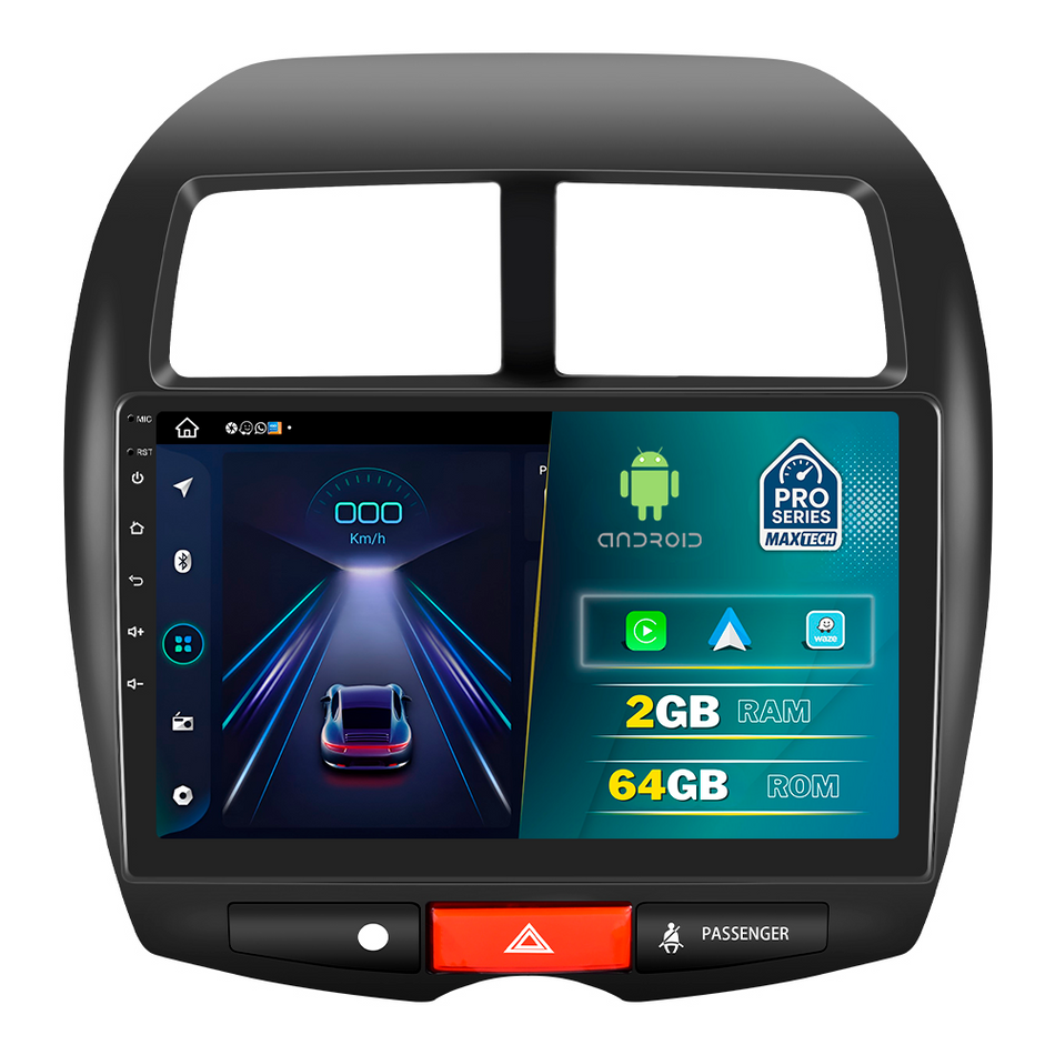 Navigatie Mitsubishi ASX 2013–2016 / Peugeot 4008 2013–2016 dedicata, MaxTech® PRO SERIES, 2 GB Ram 64 GB Rom, Carplay si Android auto, Ecran 10” HD Touch, GPS, Wifi, Bluetooth, Radio, USB, EQ, DSP, Waze