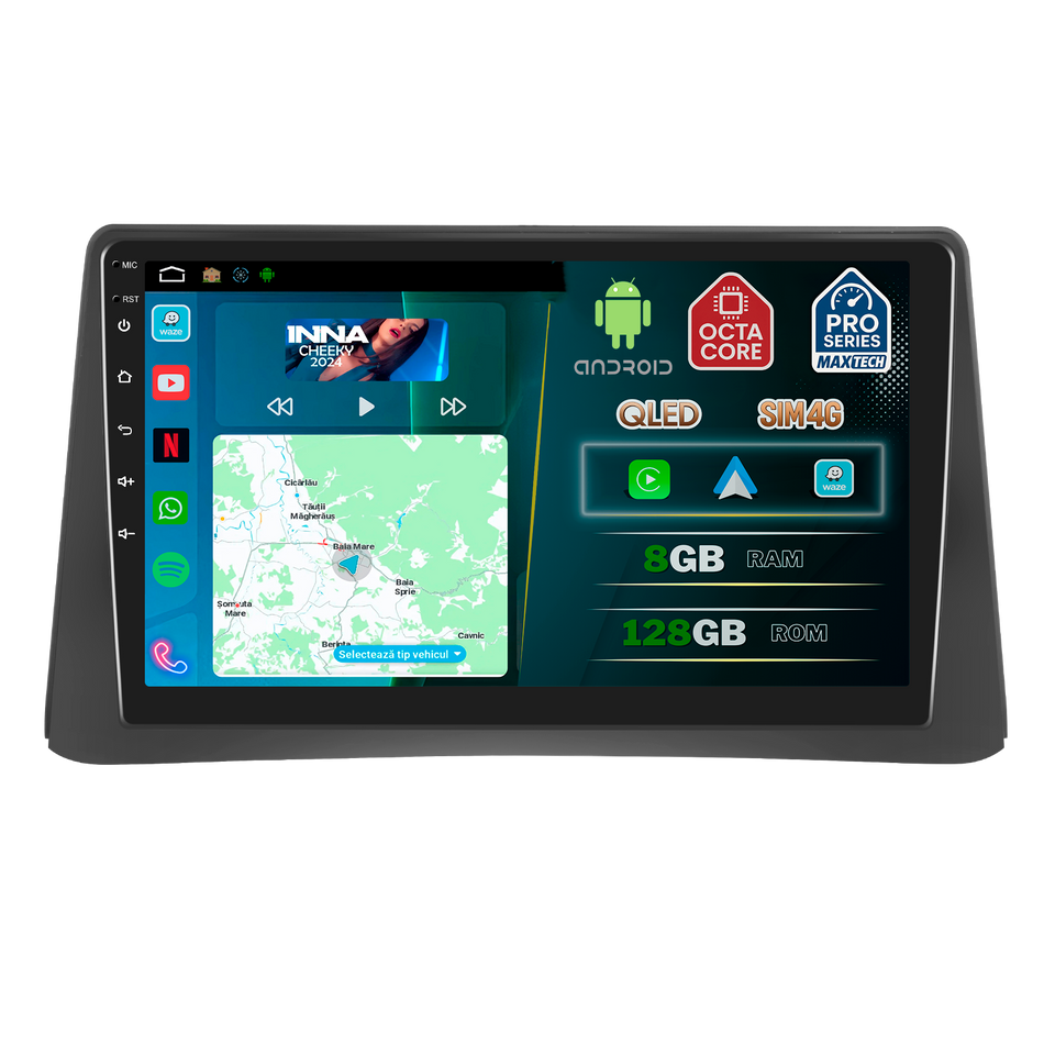 Navigatie Opel Mokka 2012–2016 cu canbus dedicata, MaxTech® PRO SERIES, 8 GB Ram 128 GB Rom, OctaCore, Carplay si Android auto, Ecran 9” HD Touch, Sim 4G, ADI/HI-Res, GPS, Wifi, Bluetooth, Radio, USB, EQ, DSP, Waze