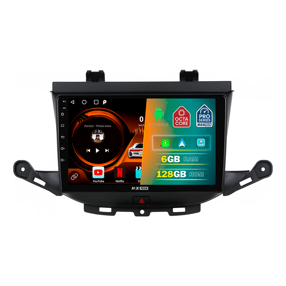 Navigatie Opel Astra K Hatchback (2015-2019) dedicata, MaxTech® PRO SERIES, 6 GB Ram 128 GB Rom, Carplay si Android auto, Ecran 9” HD Touch, GPS, Wifi, Bluetooth, Radio, USB, EQ, DSP, Waze