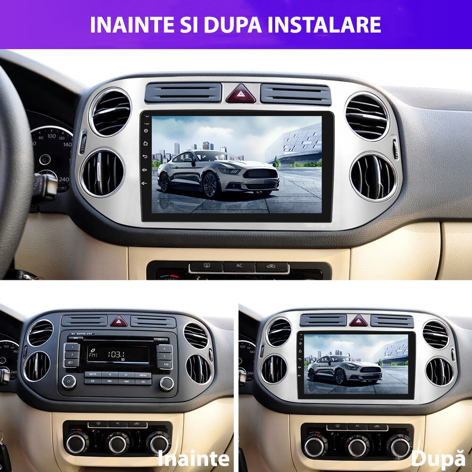 Navigatie Volkswagen Tiguan I (2011-2016) dedicata, MaxTech® PRO SERIES, 2 GB Ram 64 GB Rom, Carplay si Android auto, Ecran 9” HD Touch, GPS, Wifi, Bluetooth, Radio, USB, EQ, DSP, Waze