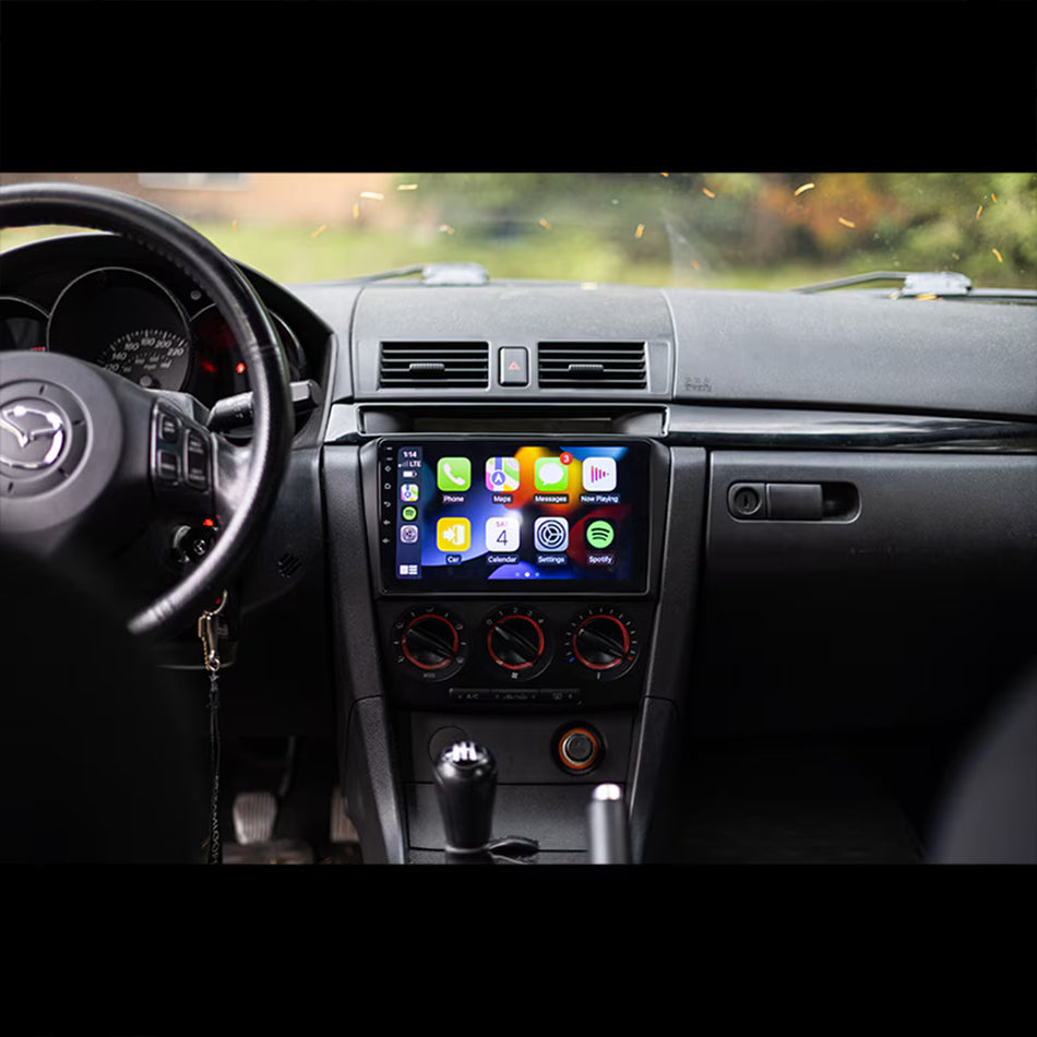 Navigatie Mazda 3 I (2003-2009) dedicata, MaxTech® PRO SERIES, 8 GB Ram 128 GB Rom, OctaCore, Carplay si Android auto, Ecran 9” HD Touch, Sim 4G, ADI/HI-Res, GPS, Wifi, Bluetooth, Radio, USB, EQ, DSP, Waze