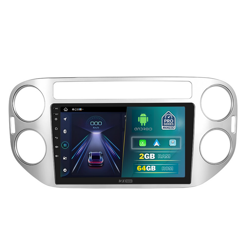 Navigatie Volkswagen Tiguan I (2011-2016) dedicata, MaxTech® PRO SERIES, 2 GB Ram 64 GB Rom, Carplay si Android auto, Ecran 9” HD Touch, GPS, Wifi, Bluetooth, Radio, USB, EQ, DSP, Waze